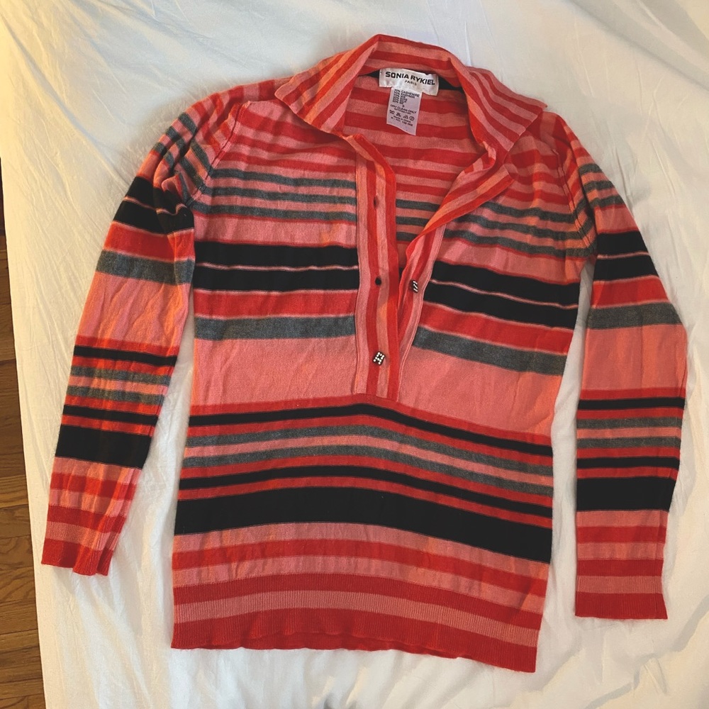 Sonia Rykel cashmere & silk 3/4 sleeve sweater. Sz small but fits like an XS